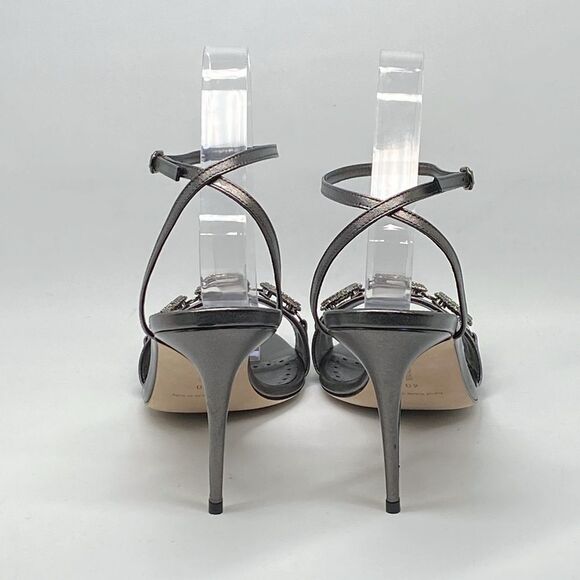 Manolo Blahnik Alvisa Crystal-Embellished Metallic Leather Sandals size 40 - Picture 5 of 13